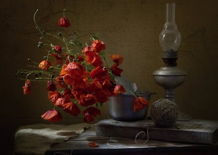 Still Life - flowers, Ball of wool, still life, beautiful