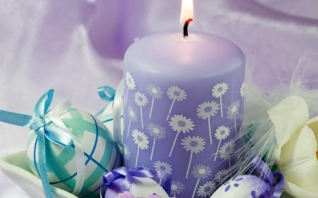 Happy Easter! - easter, purple, blue, candle, egg, light