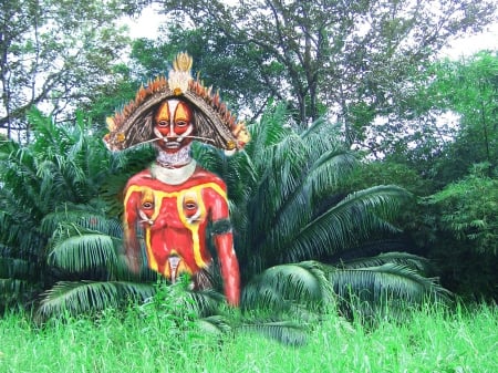 warrior from papua new guinea - warrior, guinea, papua, jungle, new