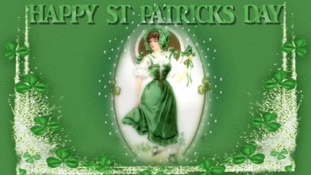 Vintage St Patrick - st patricks day, st patrick, st pattys day, irish, green, irish lass