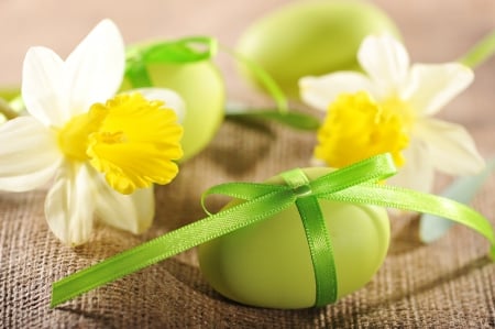 Easter - eggs, flowers, easter, happy easter, easter egg