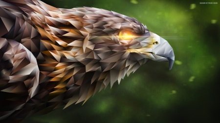 Polygonal Eagle - vector, eagle, photoshop, green, illustrator, polygonal, bird