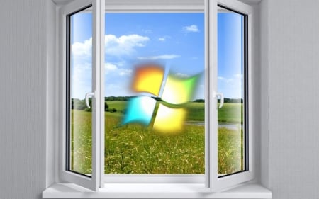 Windows - window, yellow, windows, nature, computers, blue, green