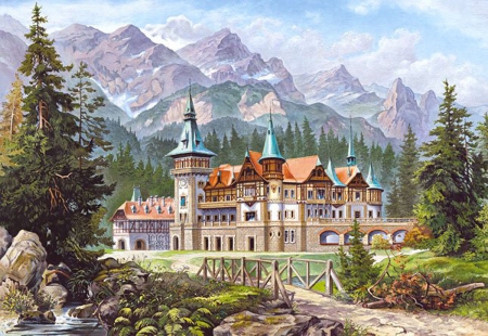 beautyful castle - nature, forest, mountainss, castle