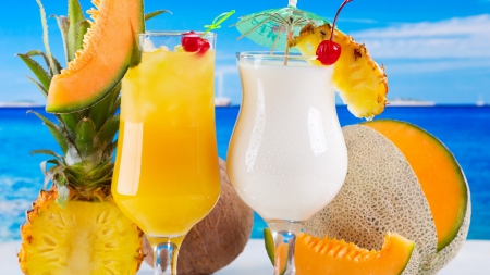 Beach Cocktail - beach, fresh, fruits, cocktail, tropical