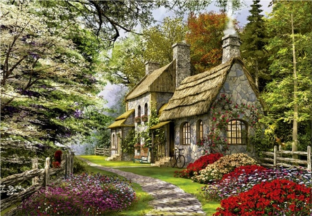 Carnation Cottage - Cottage, Carnation, spring, nature