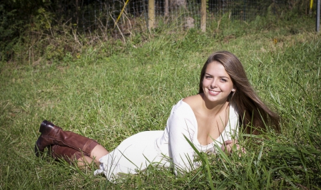 Lazy Day In The Country - pretty, dress, cowgirl, boots