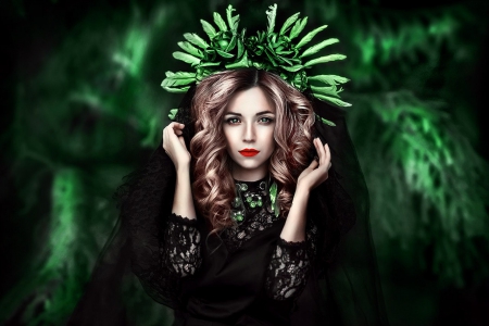 Beauty in Green - photography, lady, beauty, model