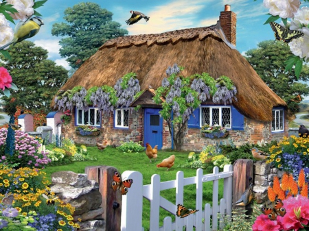 Cottage in England - nature, cottage, england, flowers, garden