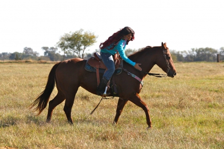 All Need A Pat On The Back  - style, girls, western, women, models, cowgirls, horses, brunettes, fun, female, boots