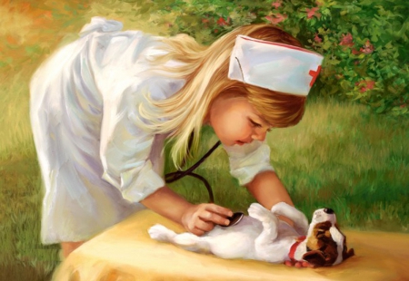 Little Nurse - nature, nurse, puppy, little