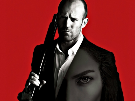 Parker (2013) - gun, movie, man, red, actor, parker, black, jason statham