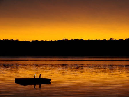 Glorious Sunset - lake, sunset, golden sky