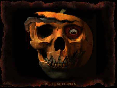 HAPPY HALLOWEEN - skull, halloween, wallpaper, pumpkin