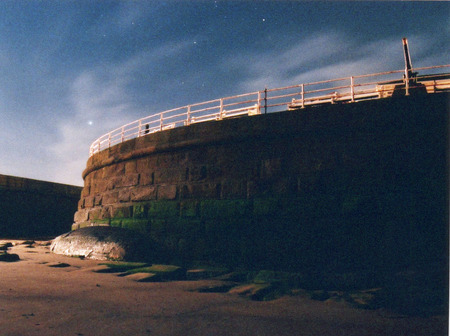 The Battery At Night - night, beach, whitby