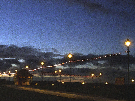 The West Cliff At Dusk - lights, dusk, whitby, night