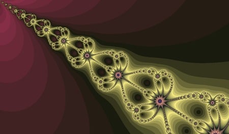 Golden Sword - fractal, ruby, black, gold, chains, purple, fractals, dark, pink, colors