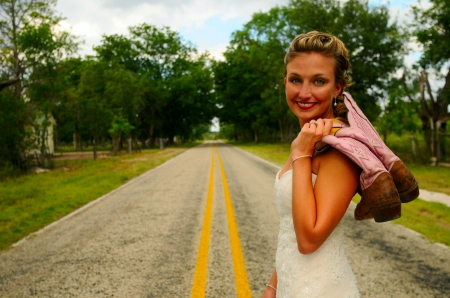 Barefoot Cowgirl - road, cowgirl, country, boots