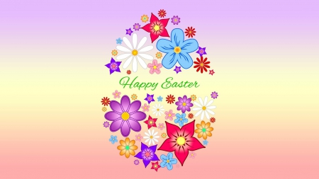 Happy Easter - flowers, holiday, Happy Easter, egg, Easter