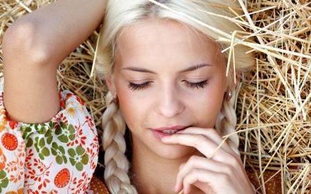 Napping Cowgirl - girls, women, style, fun, models, female, hay, fashion, cowgirls, western, blondes, ranch