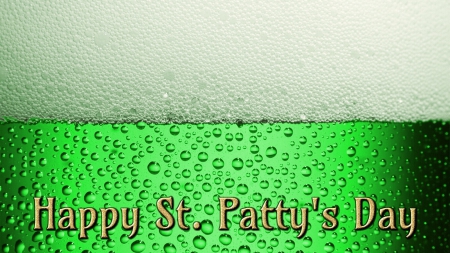 Saint Patrick's Day Beer - frothy foam, drink, bear head, bubbles, foam, saint patricks day, beer bubbles, patricks day, happy saint patricks day, beer, green, head