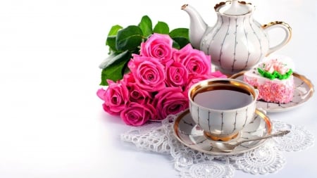 Good morning - roses, morning, love, coffee