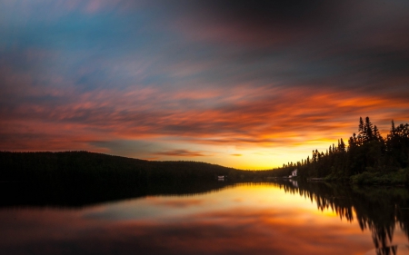 * Amazing sunset * - lake, sunset, nature, sky