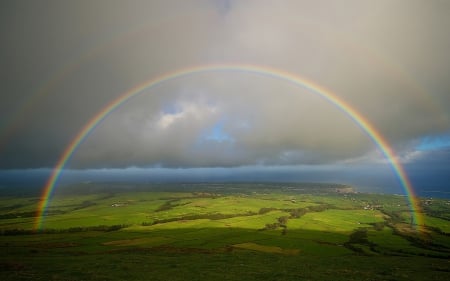 * Rainbow * - nature, rainbow, sky, field