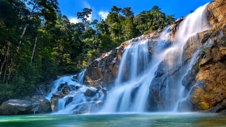 Water Cascades - waterfalls, cascades, trees, nature, rocks