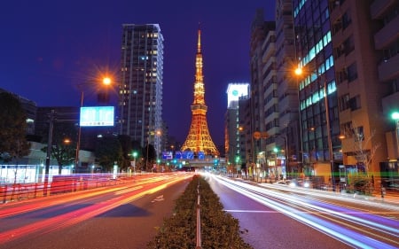 Tokyo Tower - japan, scenery, tokyo, tower, city, night, japanese