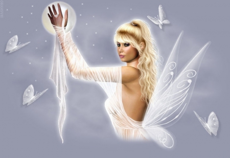 BUTTERFLY FAIRY - wings, white, butterflies, fairy, female