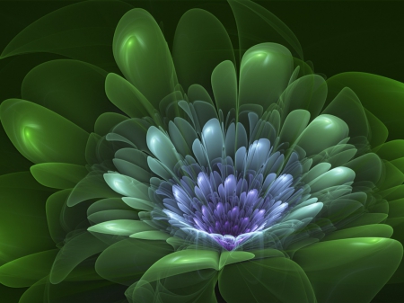 Green Blossom - abstract, 3d, blossom, green