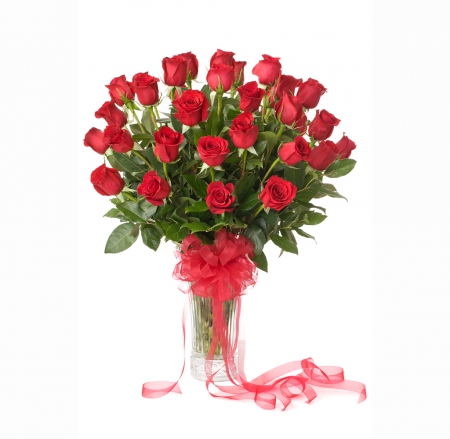 •✿• - vase, roses, arrangements, bouquet, flowers, transparent, white, nature, red, background, glass