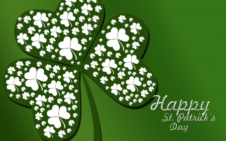 Happy St. Patrick's Day! - white, patrick, green, card, day, trefoil