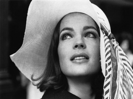 Romy - Romy Schneider, hat, black and white, beauty