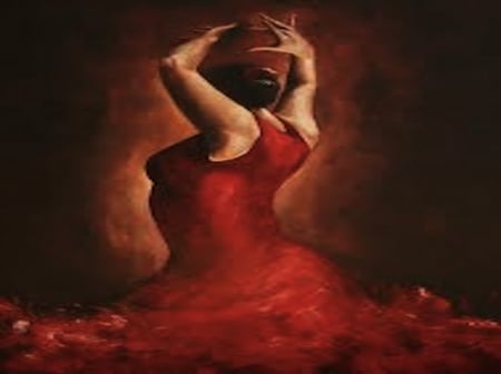 fire dance - red, passion, dance, woman, flamenco