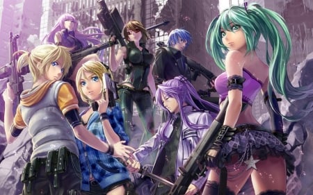 Vocaloids Unit - hatsune miku, anime girls, kagamine rin, meiko, kaito, vocaloids, vocaloid, megurine luka, anime, kamui gakupo, kagamine len