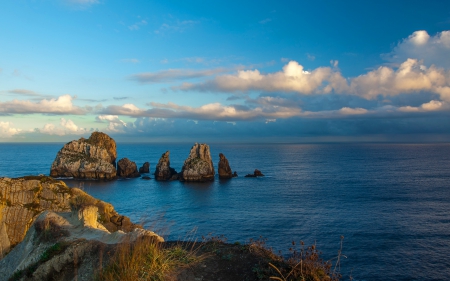 Seascape - oceans, nature, blue, sea, rocks