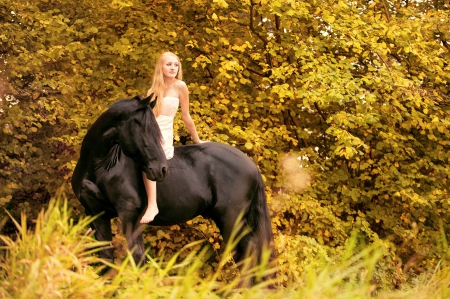 Friends - nature, friends, girl, horse