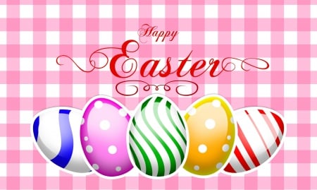 Happy Easter! - yellow, pink, red, blue, card, easter, green, egg