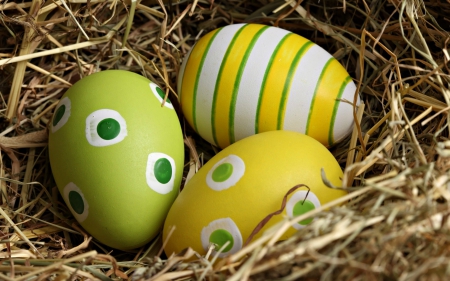 Happy Easter! - easter, nest, egg, spring, yellow, green