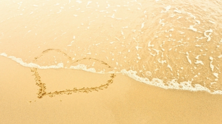 ♥ - heart, beach, sea, love, sand