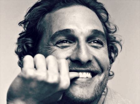 Matthew McConaughey - white, face, man, actor, smile, black, matthew mcconaughey