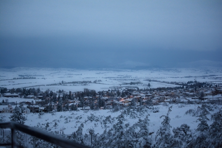 A mountainous wintery village - Greece - travel, winter, mountains, greece, mist, nature, village, forest, snow, landscapes