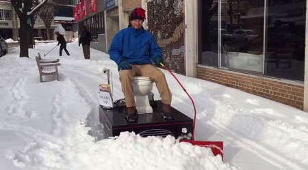 Loo Cy Is a Motorized Toilet Snow Plow - snow, toilet, motorized, plow