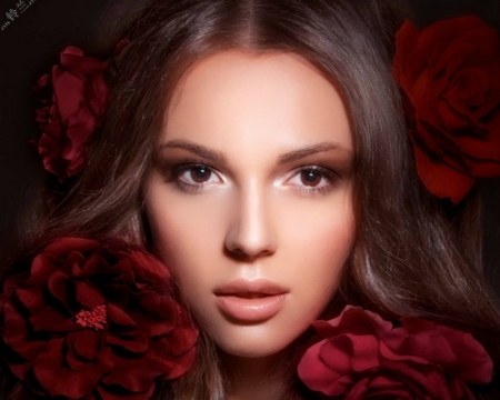 Pretty Face - flowers, face, woman, model