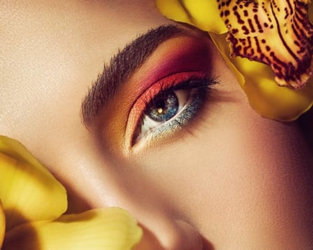 Eye Make Up - woman, eye, flowers, make up