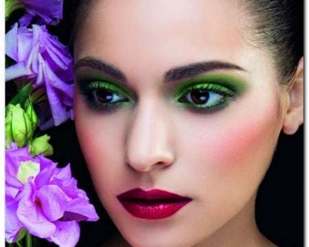 Pretty Face - woman, face, flowers, make up