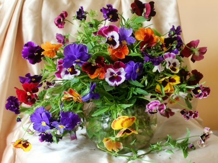 Still life - pretty, vase, beautiful, spring, lovely, still life, pansies, harmony, flowers, colorful