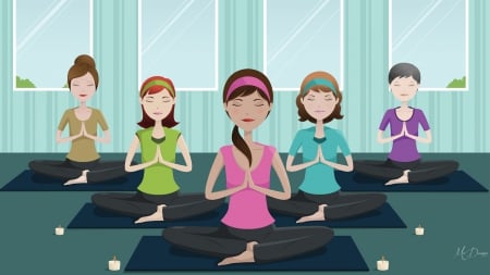 Yoga Class - women, girls, exercise, yoga, peace, serenity, tranquility, health, well being, class